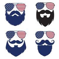 American Flag Beard and Mustache Design Concept Bundle vector