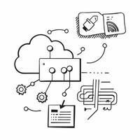 Cloud computing with artificial intelligence and machine learning elements concept as illustration of cloud computing integrated with artificial intelligence and machine lea Dynamics vector