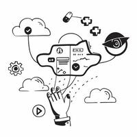 Cloud computing with virtual reality VR and augmented reality AR integration concept as illustration of cloud computing integrated with virtual reality VR and augmented real Dynamics vector