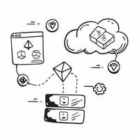Cloud computing with blockchain integration and blockchain icons concept as illustration of cloud computing integrated with blockchain technology featuring blockchain icons Dynamics vector