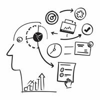 Coach with digital transformation icons concept as A coachs profile blended with digital transformation icons symbolizing management coaching and digital innovation Ideal for tech Dynamics vector