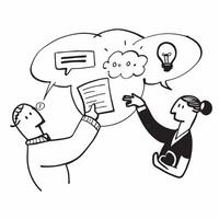 Colleagues sharing ideas concept as Colleagues sharing ideas blended with thought bubble imagery symbolizing creativity and communication in a happy working environment Perfect fo Dynamics vector