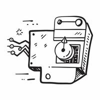 Computer and Circuit Board with Technology Wording concept as A detailed illustration of a computer and a circuit board symbolizing technology and innovation The word Technology i Dynamics vector