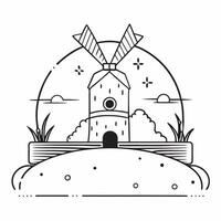 Countryside with a windmill concept as A picturesque countryside scene with a windmill capturing the essence of hard work and progress ideal for business presentations needing a cl Dynamics vector