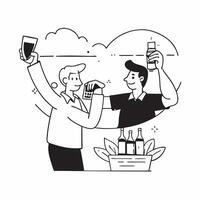 Couple enjoying a vineyard tour and wine tasting concept as A couple enjoys a romantic vineyard tour and wine tasting experiencing the flavors and beauty of wine country Ideal for Dynamics vector
