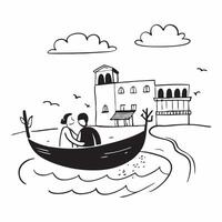 Couple on a romantic gondola ride in Venice concept as A couple enjoys a romantic gondola ride through the canals of Venice capturing the charm and beauty of this iconic city Perf Dynamics vector