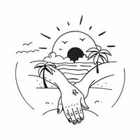 Couple holding hands with a sunset beach concept as A couple holding hands combined with a sunset beach symbolizing romantic reunions and serene moments Perfect for romantic and t Dynamics vector