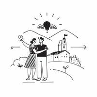 Couples reuniting at a vineyard concept as Couples reuniting blended with a vineyard scene symbolizing the romance and joy of reuniting at a picturesque location Ideal for romanti Dynamics vector