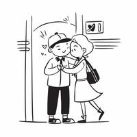 Couple reuniting at a train station concept as A couple reuniting blended with a train station symbolizing the romance and excitement of reuniting after a journey Ideal for travel Dynamics vector