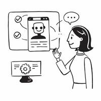 Customer service representative with AI chatbot concept as A customer service representatives profile blended with an AI chatbot symbolizing AIs role in customer service and suppor Dynamics vector