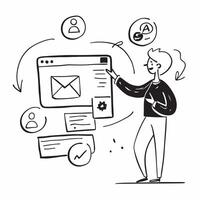 Customer service representative with inbox concept as A customer service representatives profile blended with an email inbox symbolizing efficient customer communication through em Dynamics vector