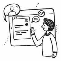 Customer service rep with chat overlay concept as A customer service representatives profile blended with a chat screen symbolizing support and communication in answering FAQs Ide Dynamics vector