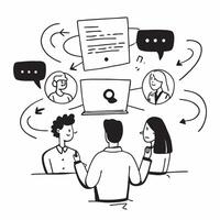 Customer service team conducting a hybrid feedback session concept as A customer service team conducting a hybrid feedback session with onsite and remote agents highlighting custom Dynamics vector