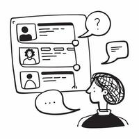 Customer with digital FAQ screen concept as A customers profile blended with a digital FAQ screen symbolizing self service and convenience in finding answers Ideal for website and Dynamics vector