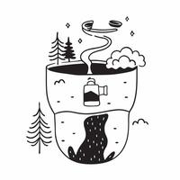 Customer with forest stream concept as A customers profile blended with a forest stream symbolizing the serene and refreshing experience of a nature inspired cafe Ideal for lifest Dynamics vector