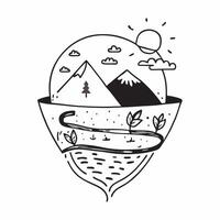 Customer with nature trail concept as A customers profile blended with a nature trail symbolizing the outdoor adventure and relaxation of a cafe visit Perfect for travel and cafe Dynamics vector