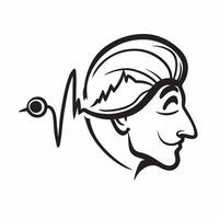 Doctors profile with a heartbeat line concept as A doctors profile merged with a heartbeat line representing hope and life in healthcare Ideal for healthcare and medical ads in P Dynamics vector