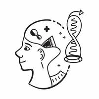 Doctors profile with DNA strand concept as A doctors profile blended with a DNA strand representing hope in medical research and innovation Ideal for healthcare and scientific ads Dynamics vector