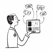 Doctor with AI predictive analytics concept as A doctors profile blended with AI predictive analytics representing AIs role in predicting health outcomes and improving patient care Dynamics vector