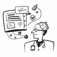 Doctor with AI treatment planning concept as A doctors profile blended with AI treatment planning tools representing AIs role in creating personalized treatment plans Ideal for he Dynamics vector