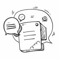 Doodle line icon of a chat bubble concept as A doodle line icon of a chat bubble representing communication messaging and business dialogue perfect for customer service and interac Dynamics vector