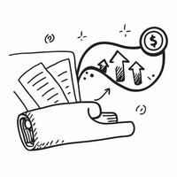 Doodle line icon of a graph concept as A doodle line icon of a graph representing growth progress and business performance ideal for business growth and success themed visuals in Dynamics vector