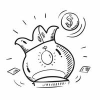 Doodle line icon of a money bag concept as A doodle line icon of a money bag representing finance wealth and business success ideal for financial and profit themed visuals in Phot Dynamics vector
