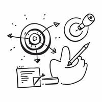 Doodle line icon of a target concept as A doodle line icon of a target representing goals objectives and business success ideal for strategic planning and achievement themed visual Dynamics vector