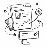 Doodle line icon of a presentation screen concept as A doodle line icon of a presentation screen representing presentations business meetings and professional discussions ideal for Dynamics vector