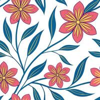 Dynamic summer flowers seamless pattern with flowing petals and bright energetic colors for lively summer visuals concept as Lively summer flower pattern with flowing petals and br Dynamics vector