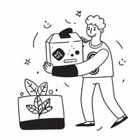 Eco activist promoting a mockup plant based food box concept as An eco activist promotes a mockup plant based food box emphasizing sustainability and environmental impact Perfect Dynamics vector
