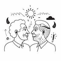 Elderly couple with heatwave imagery concept as An elderly couples profile blended with heatwave imagery symbolizing the health impacts of climate change on vulnerable populations Dynamics vector