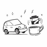 Electric car and reusable coffee cup concept as An electric car paired with a reusable coffee cup representing the integration of sustainable transport and eco friendly daily habit Dynamics vector