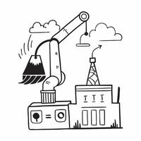 Electric crane and factory layout concept as An electric crane paired with a factory layout representing eco friendly construction solutions in manufacturing ideal for clean and is Dynamics vector