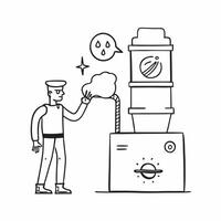 Electric furnace and assembly worker concept as An electric furnace paired with an assembly worker symbolizing eco friendly heating solutions in manufacturing processes perfect for Dynamics vector
