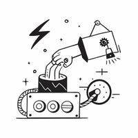 Electric motor and production line concept as An electric motor paired with a production line symbolizing eco friendly power solutions in manufacturing processes ideal for isolated Dynamics vector