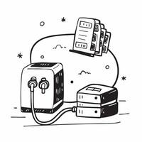 Electric car charging station and server concept as An electric car charging station paired with a server symbolizing the synergy of renewable transportation and IT infrastructure Dynamics vector