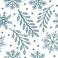 Elegant winter seamless pattern with icy blue tones snowflakes and delicate branches for a refined winter design concept as Refined winter pattern with icy blue tones snowflakes an Dynamics vector