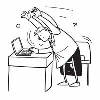 Employee stretching at desk concept as An employees profile blended with a stretching scene symbolizing physical relaxation and rejuvenation in the workplace Ideal for wellness an Dynamics vector