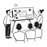 Employee training session with whiteboard concept as An employee training session combined with a whiteboard representing the educational aspect of a company open house Ideal for Dynamics vector