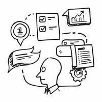 Employee training with FAQ resources concept as An employees profile blended with FAQ training resources symbolizing effective onboarding and knowledge sharing Ideal for corporate Dynamics vector