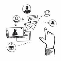 Employee with farewell email concept as An employees profile blended with a farewell email symbolizing the communication of departure Ideal for business and HR ads in Photo Stock Dynamics vector