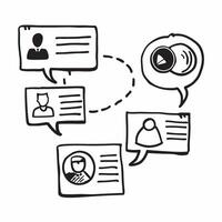 Employee with feedback icons concept as An employees profile combined with feedback icons symbolizing the importance of feedback and improvement during a company open house Ideal Dynamics vector
