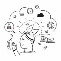 Employee with mindfulness practices concept as An employees profile blended with mindfulness practices imagery symbolizing mental clarity and relaxation in the workplace Perfect f Dynamics vector