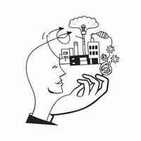 Engineer with green infrastructure concept as An engineers profile blended with green infrastructure imagery symbolizing hope and sustainable urban development Perfect for tech an Dynamics vector