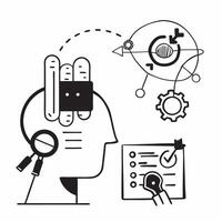 Engineer with AI quality control concept as An engineers profile blended with AI quality control systems representing AIs role in enhancing manufacturing and production quality Id Dynamics vector