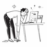 Entrepreneur looking at a failed business plan appearing dejected concept as An entrepreneur in a casual outfit looking at a failed business plan on his desk appearing dejected and Dynamics vector