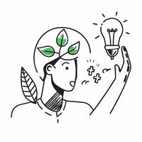 Entrepreneur with green startup concept as An entrepreneurs profile blended with a green startup symbolizing hope and innovation in sustainable businesses to fight climate change Dynamics vector