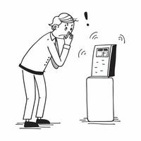 Entrepreneur looking at a failed product prototype appearing devastated concept as An entrepreneur in a casual outfit looking at a failed product prototype on a workbench appearing Dynamics vector
