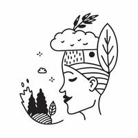 Environmentalist with forest scene concept as An environmentalists profile combined with a forest scene symbolizing hope for environmental conservation and sustainability Ideal fo Dynamics vector